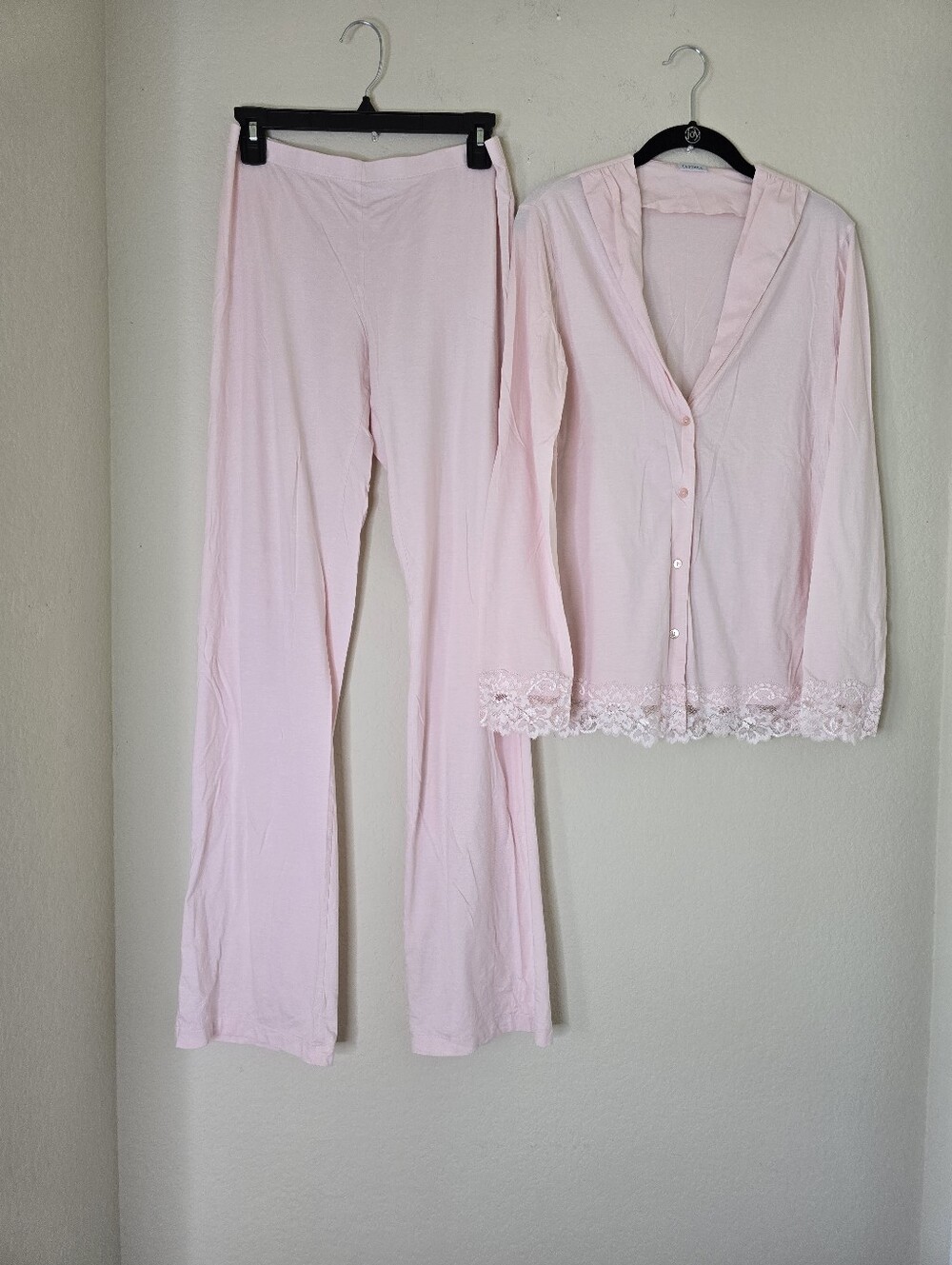 La Perla Womens Pajama Set Size S Long Sleeve & Pants Ligh Pink Modal Cotton